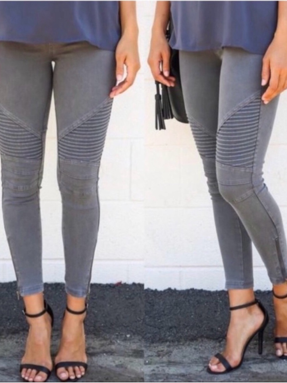 Couture Gypsy Gray Moto Jeggings